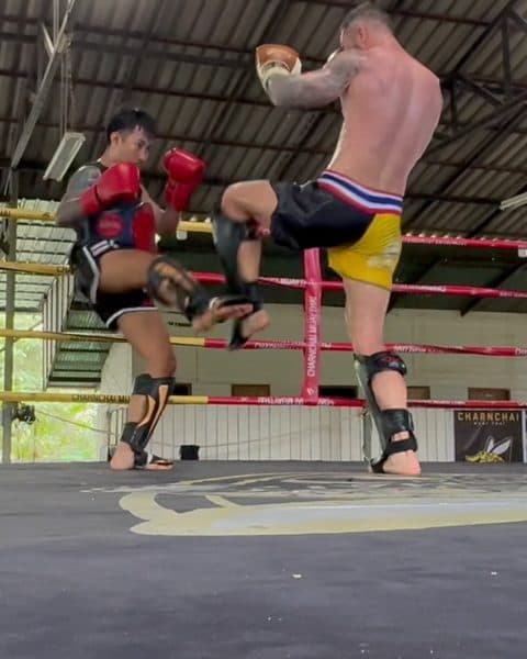Rob sparring in the Muay Thai ring